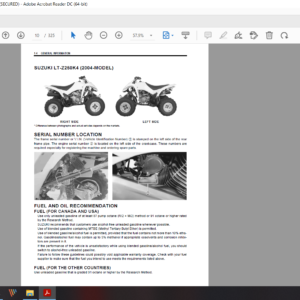2004 2010 Suzuki LT Z250 QuadSport download service manual pdf