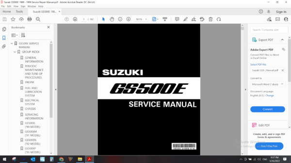 1989 1999 Suzuki GS 500 E download service manual pdf