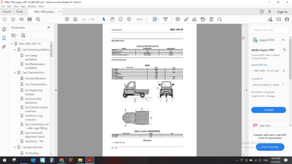 1998 1999 piagio APE 50 MIX RST download service manual