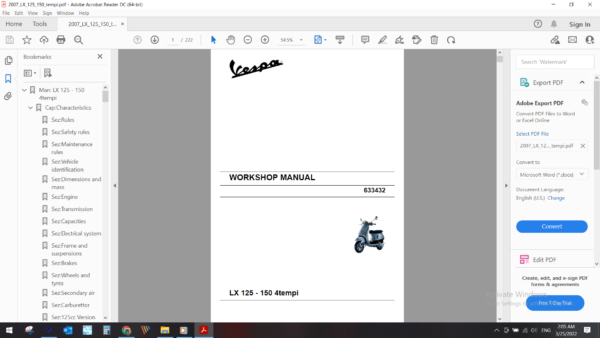 2007 VESPA LX 125 150 tempi download service manual pdf