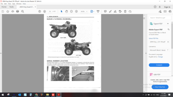 2004 King Quad LTA 700 download service manual pdf