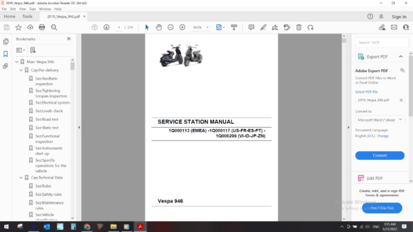 2019 Vespa 946 download service manual pdf