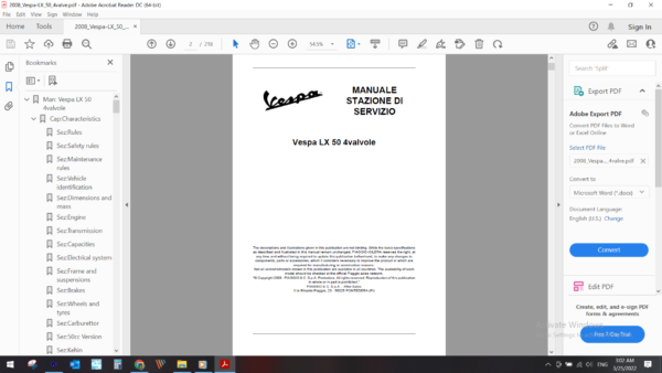 2008 Vespa LX 50 4 valve download service manual pdf