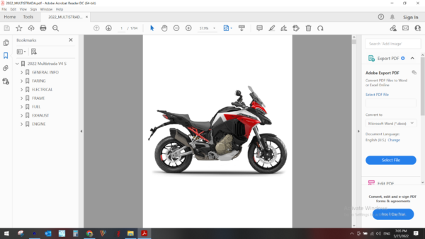 2022 DUCATI Multistrada V4 S download service manual PDF