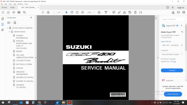 1991 1997 suzuki GSF 400 Bandit download service manual pdf