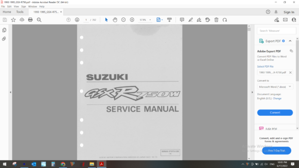 1993 1995 SUZUKI GSX R750 download service manual pdf