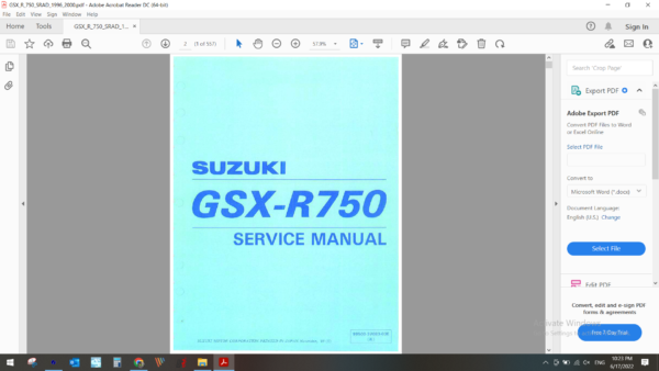 1996 2000 GSXR 750 SRAD download service manual pdf