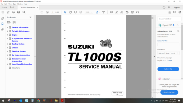 1998 2001 suzuki TL 1000S download service manual pdf
