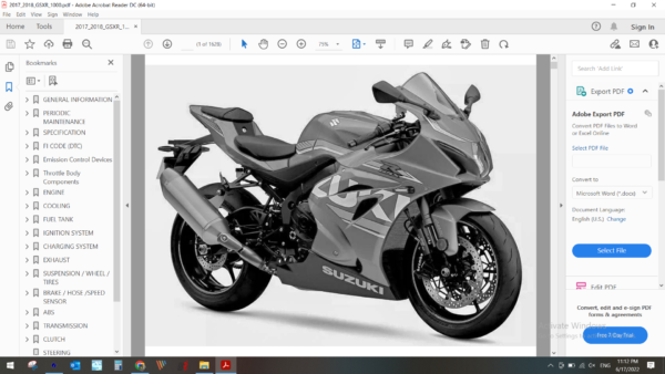 2017 2018 SUZUKI GSXR 1000 download service manual pdf