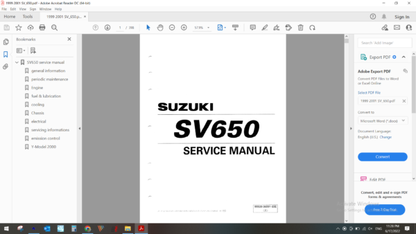 1999 2001 suzuki SV 650 download service manual pdf