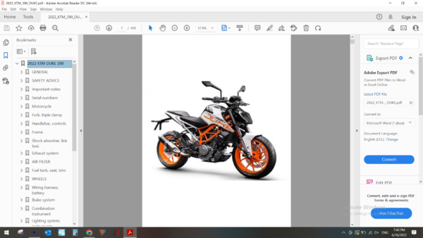 2022 KTM 390 DUKE download service manual PDF