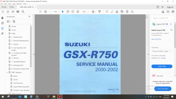 2000 2002 susuki GSXR 750 download service manual pdf