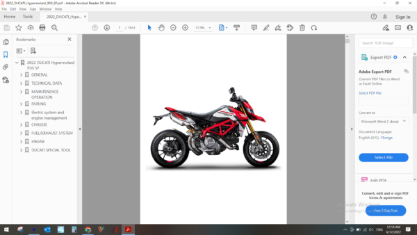 2022 DUCATI Hypermotard 950 SP download service manual PDF