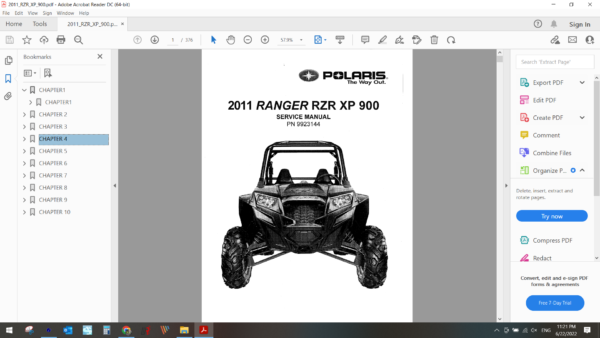 2011 polaris RZR XP 900 download service manual PDF