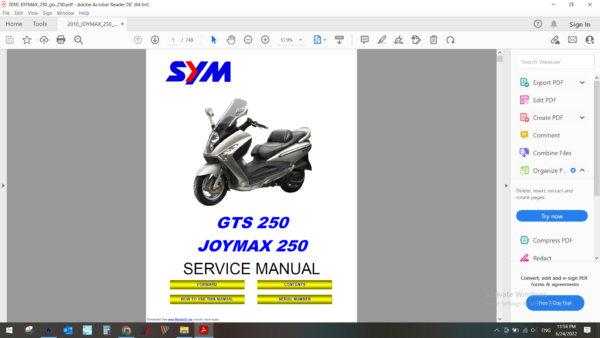 2010 sym JOYMAX 250 gts 250 download service manual PDF