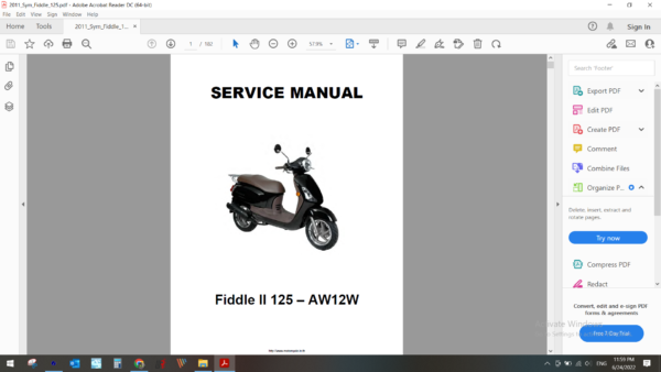 2011 Sym Fiddle II 125 download service manual PDF