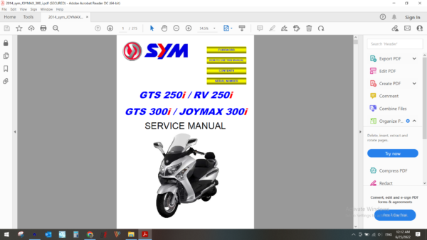 2014 sym JOYMAX 300 i download service manual PDF