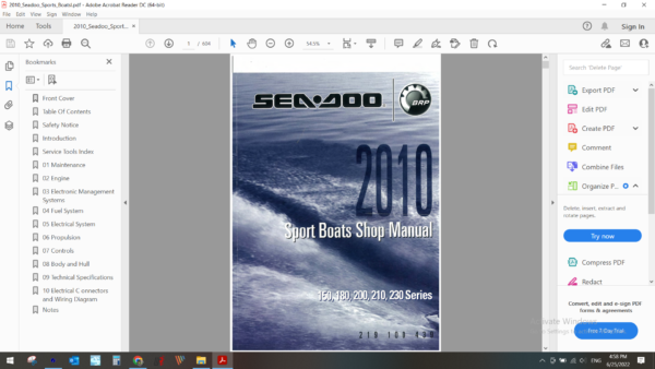 2010 Seadoo Sports Boats 150 180 200 210 230 series download service manual PDF