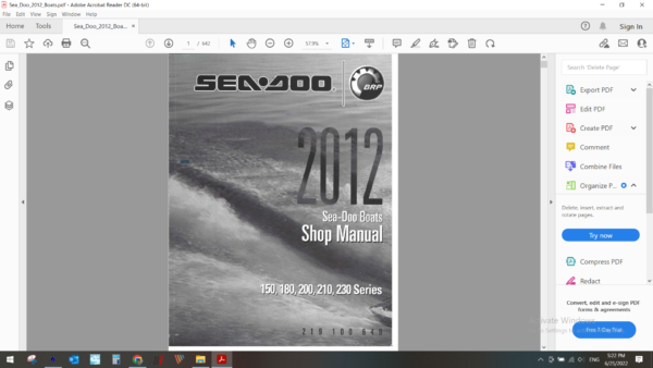 2012 Seadoo Boats 150 180 200 210 230 series download service manual PDF