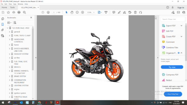 2022 KTM DUKE 125 download service manual PDF