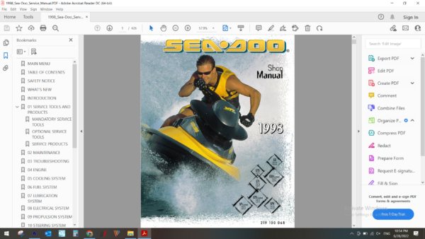 1998 seadoo jetski GS GTS GSX GTI GTX XP SPX download service manual pdf