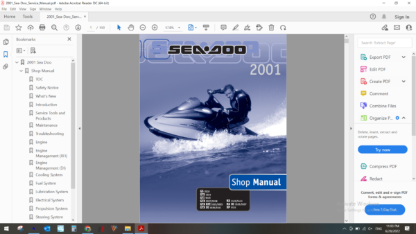 2001 seadoo jetski GS GTS GTI GTX GTX RFI download service manual pdf