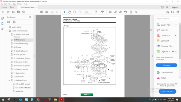 1996 SP SPX SPI GTS GTI XP HX download service manual pdf