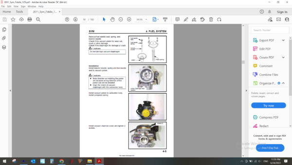 2011 Sym Fiddle II 125 download service manual PDF