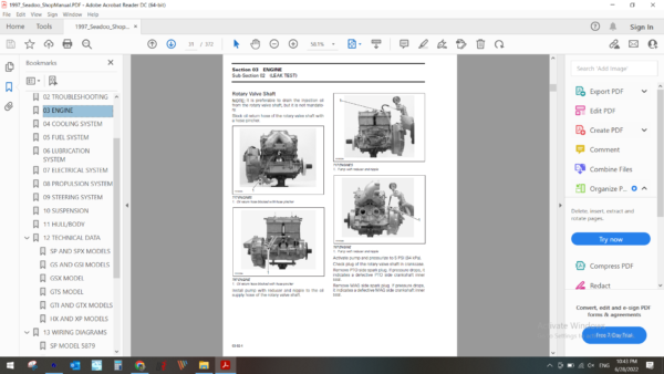 1997 seadoo jetski SP SPX GS GSI GSX GTS GTI GTX XP HX download service manual pdf 