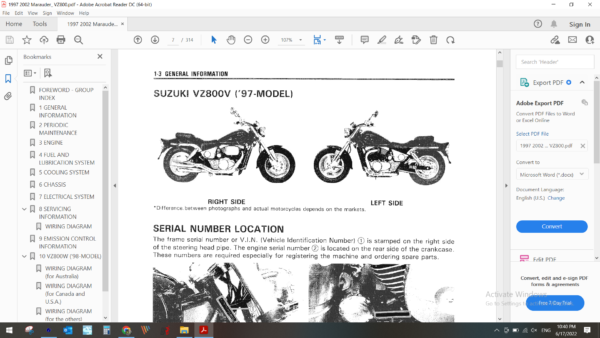 1997 2002 suzuki Marauder VZ800 download service manual pdf