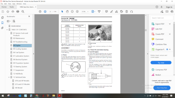 1996 SP SPX SPI GTS GTI XP HX download service manual pdf