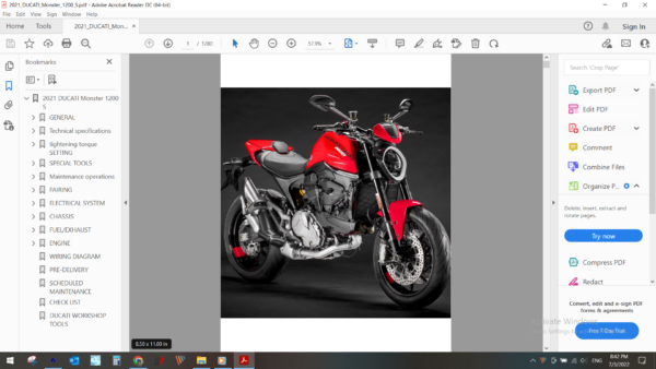 2021 DUCATI Monster 1200 S download service manual PDF