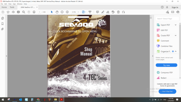 2006 seadoo jetski 4 TEC Series download service manual pdf