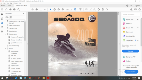 2007 seadoo jetski 2007 4 TEC Serie 4 download service manual pdf