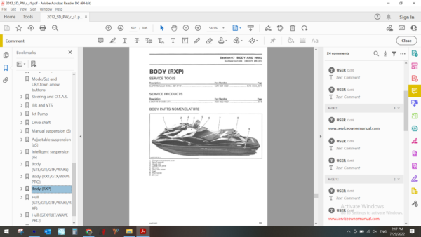 2012 seadoo jetski GTI GTS GTX RXP download service manual pdf