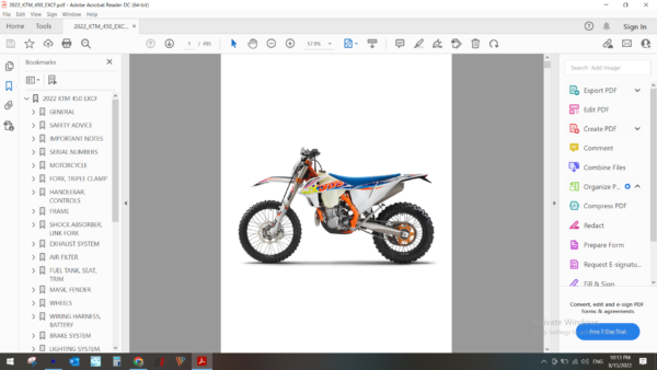 2022 KTM 450 EXCF download service manual PDF