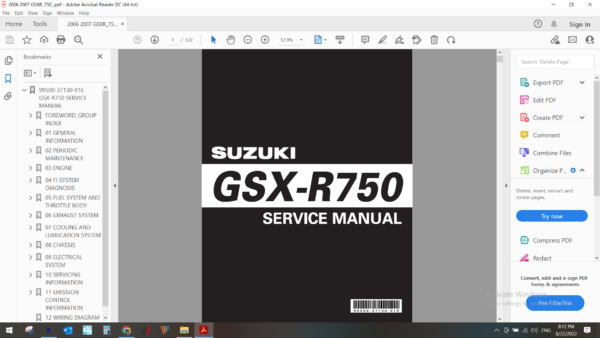 2006 2007 suzuki GSXR 750 download service manual pdf