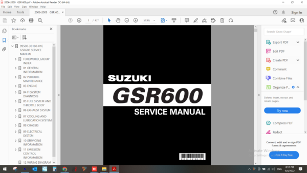 2006 2009 suzuki GSR 600 download service manual pdf