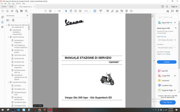 2022 Vespa Gts 300 hpe Gts Supertech E5 download service manual pdf