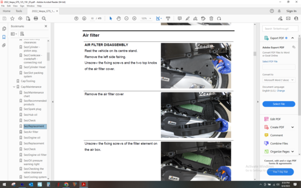 2022 Vespa GTS 125-150 RISS 3.0 E5 download service manual pdf