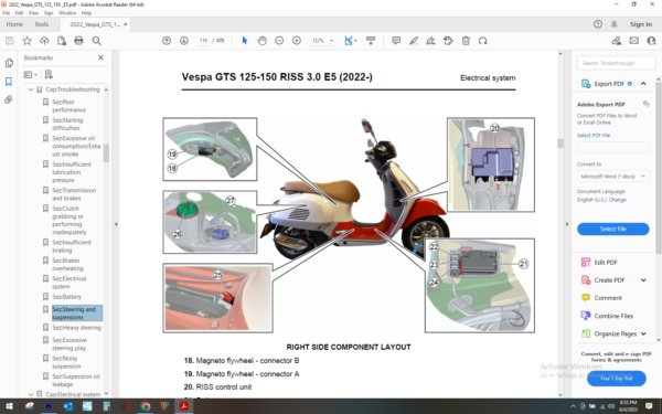 2022 Vespa GTS 125-150 RISS 3.0 E5 download service manual pdf