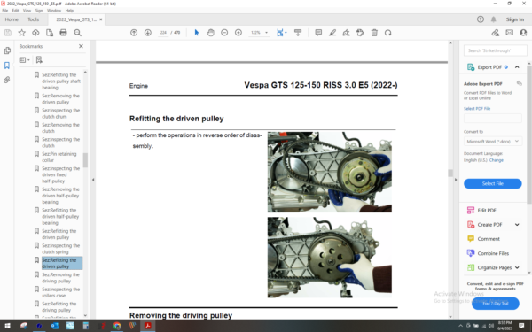 2022 Vespa GTS 125-150 RISS 3.0 E5 download service manual pdf