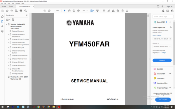 2006 2010 Yamaha atv Wolverine 450 Yfm 450 download service manual