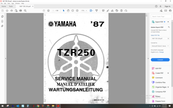 1987 Yamaha TZR 250 download service manual