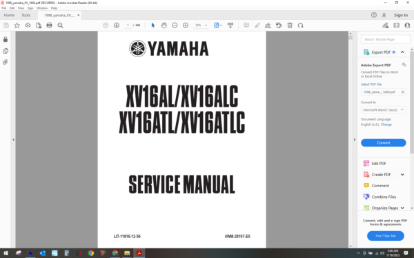 1998 yamaha XV 1600 download service manual