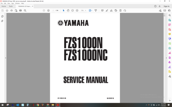 2001 yamaha fzs Fazer 1000 download service manual