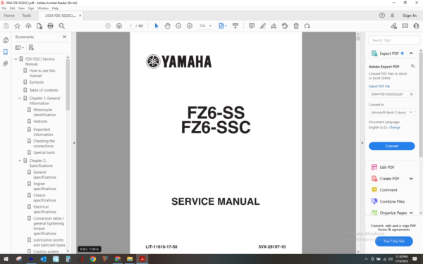 2004 Yamaha FZ6 SS SSC download service manual