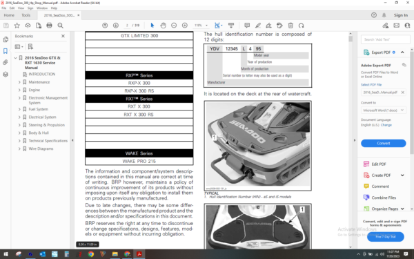 2016 SeaDoo 300 Hp download service manual pdf