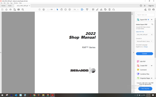 2022 seadoo RXP download service manual pdf
