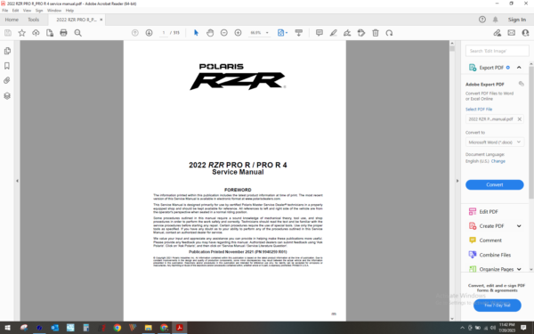 2022 Polaris RZR PRO R PRO R4 download service manual PDF